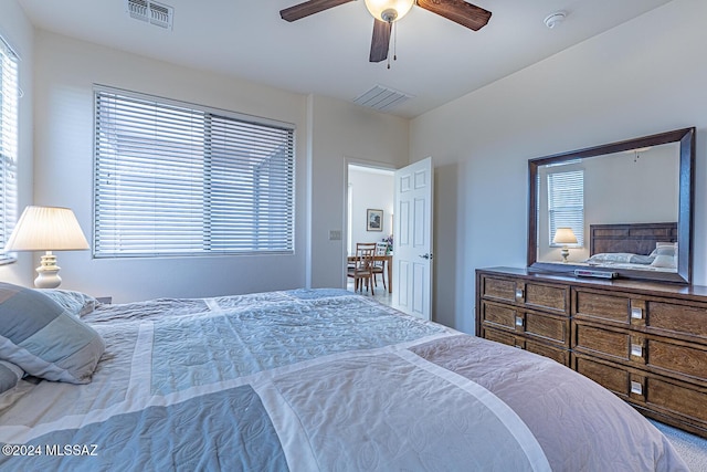 bedroom featuring ceiling fan