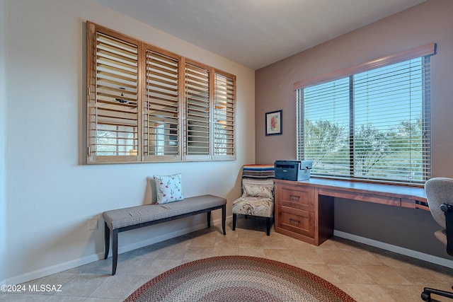 view of tiled home office