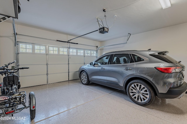 garage with a garage door opener