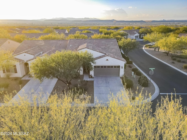 bird's eye view with a mountain view