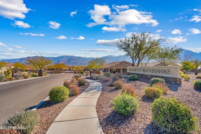 exterior space featuring a mountain view