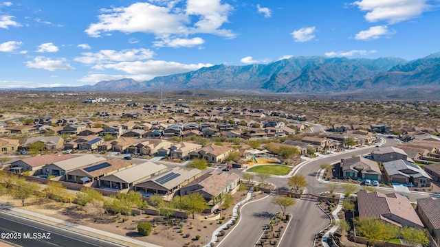 bird's eye view with a mountain view