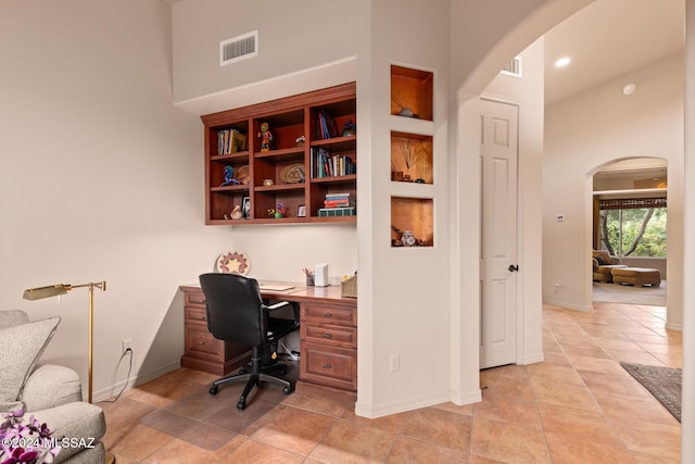 view of tiled office space