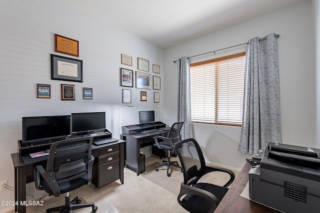 office area with light carpet