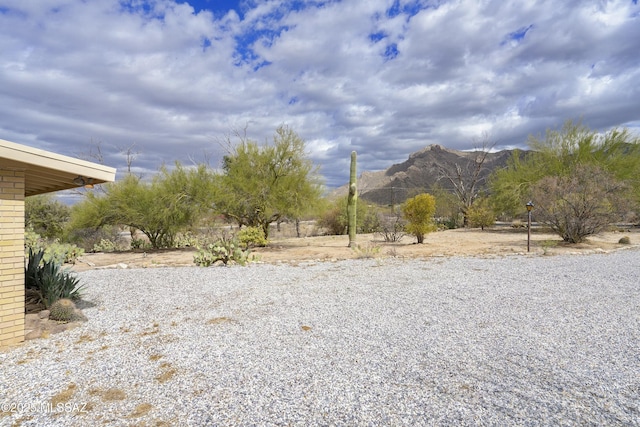 view of yard with a mountain view