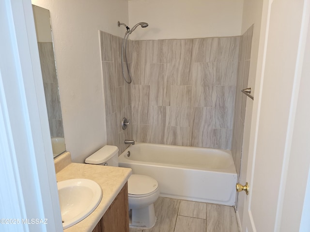 full bathroom with vanity, toilet, and bathing tub / shower combination