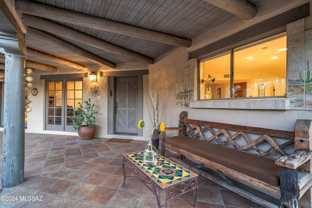 doorway to property with a patio