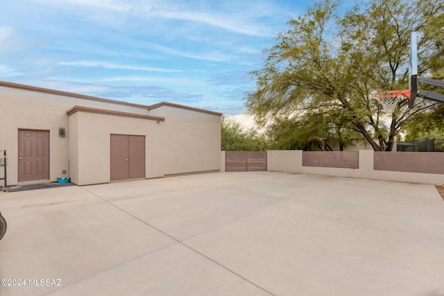 view of patio / terrace featuring basketball court