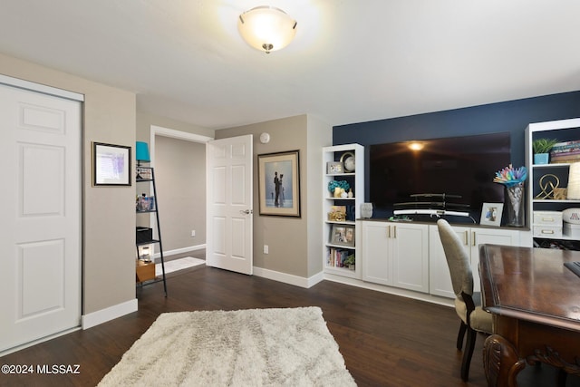 home office featuring dark hardwood / wood-style floors