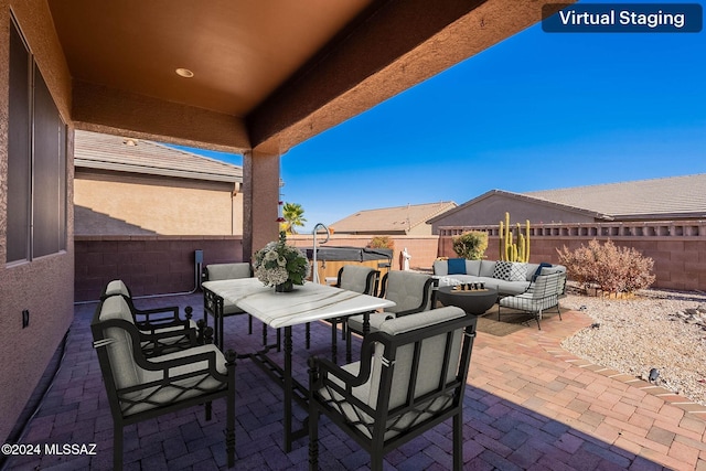 view of patio featuring an outdoor living space