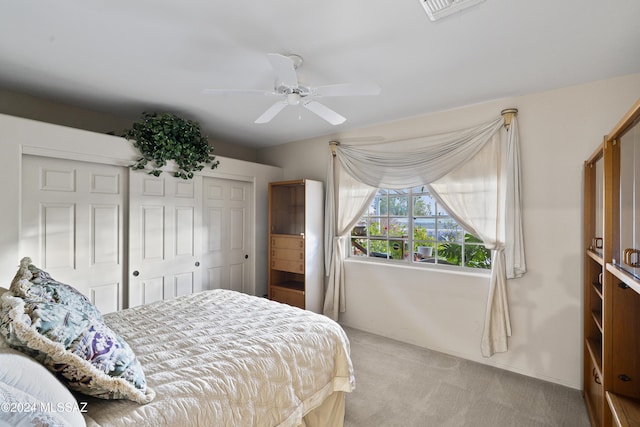 bedroom featuring carpet flooring and ceiling fan