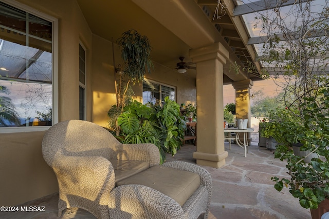 view of patio / terrace with ceiling fan