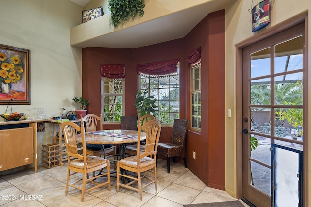 view of tiled dining area