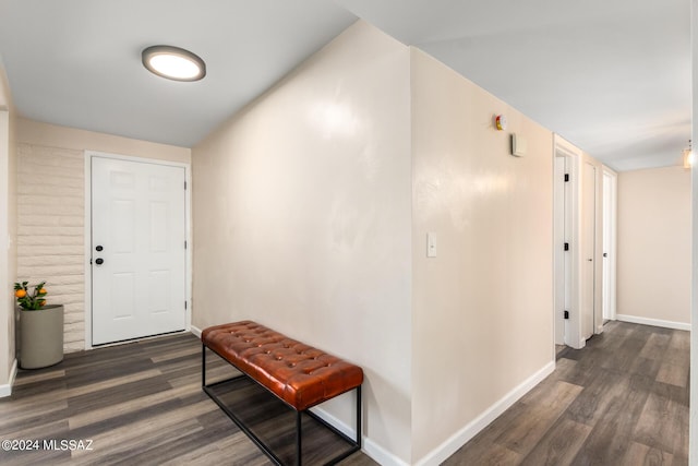 corridor featuring dark hardwood / wood-style floors