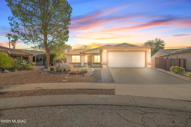 view of front of house with a garage