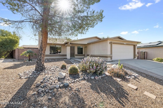 single story home with a garage