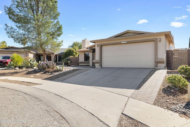 single story home with a garage