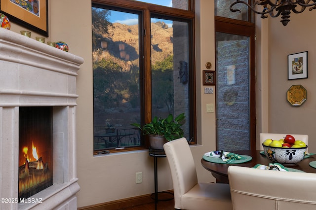 dining area with a chandelier