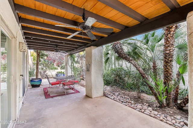 view of patio / terrace featuring ceiling fan