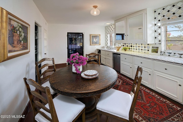 dining space with sink