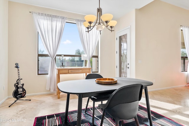 dining room with an inviting chandelier