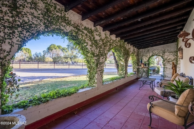 view of patio featuring a rural view