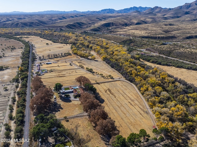 bird's eye view with a mountain view