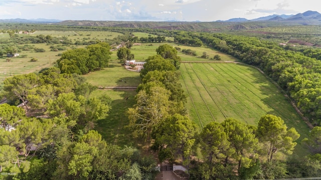 aerial view with a mountain view and a rural view