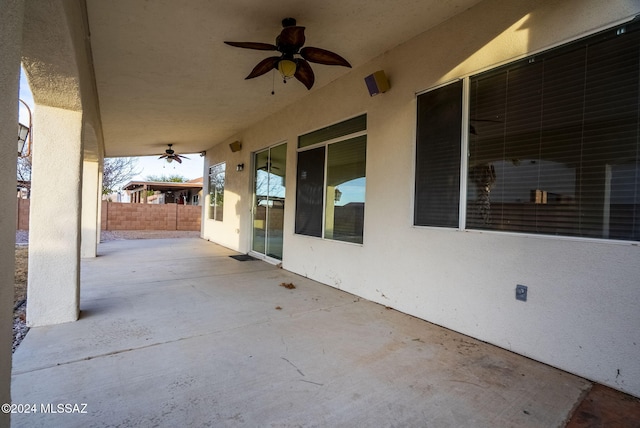 view of patio / terrace with ceiling fan