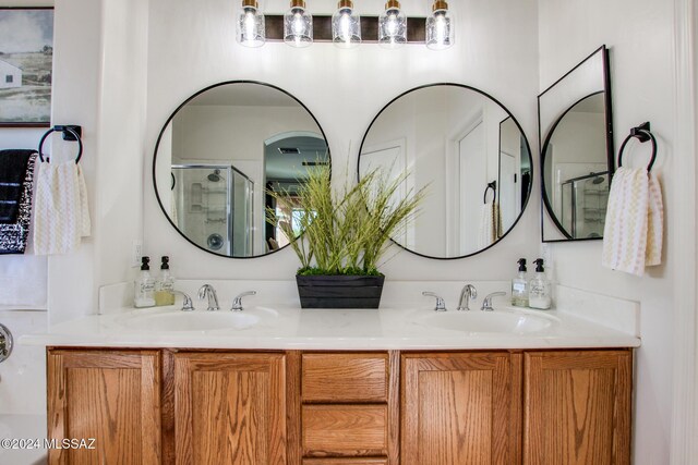 14286 E Lazy Jake Ln, Vail, AZ 85641 - bathroom featuring vanity and an enclosed shower