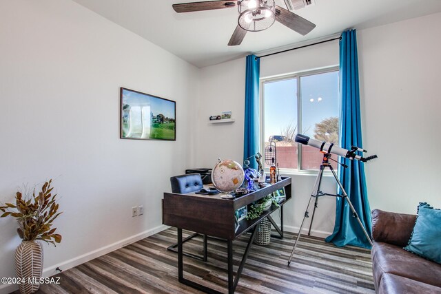 14286 E Lazy Jake Ln, Vail, AZ 85641 - office with hardwood / wood-style flooring and ceiling fan