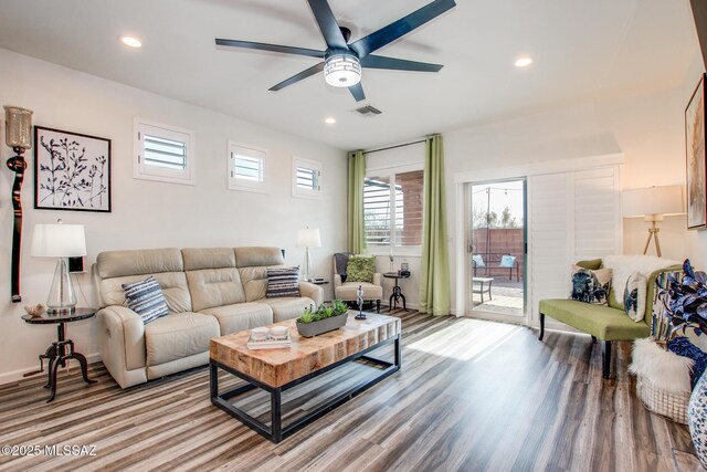 14286 E Lazy Jake Ln, Vail, AZ 85641 - living room with ceiling fan and light hardwood / wood-style flooring