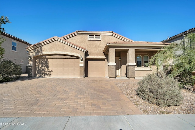 view of front of house with a garage