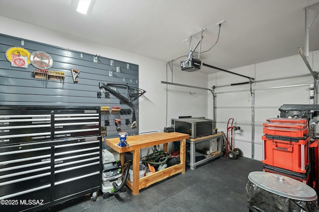 garage with a garage door opener