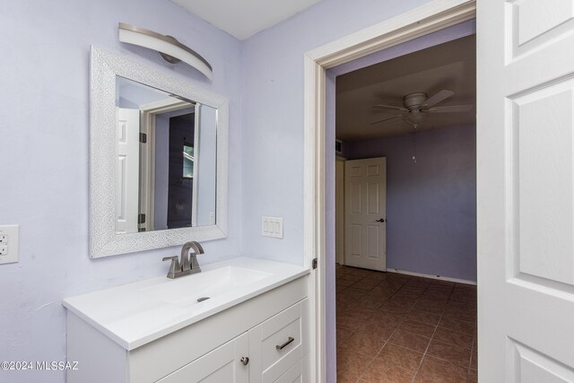 Tucson, AZ 85756 - bathroom featuring vanity, ceiling fan, and tile patterned flooring