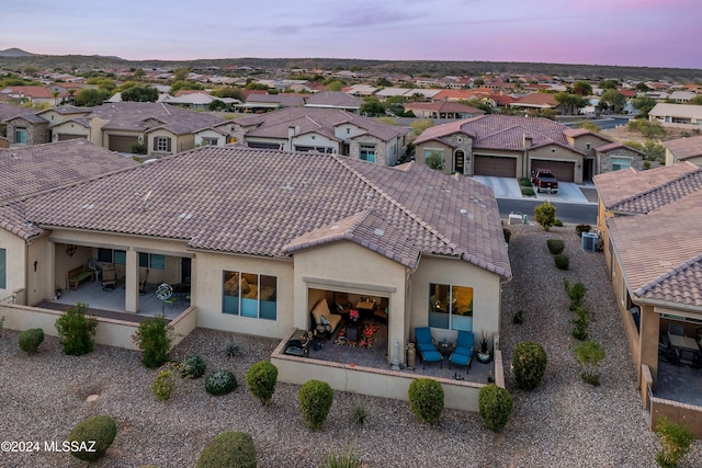 view of aerial view at dusk