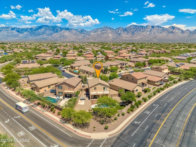 aerial view with a mountain view