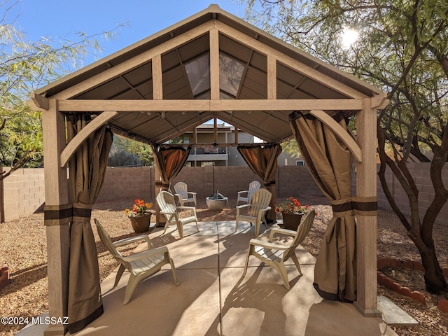 view of patio / terrace featuring a gazebo