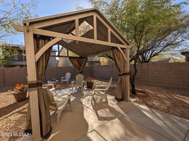 view of patio featuring a gazebo