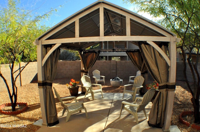 view of patio / terrace with a gazebo