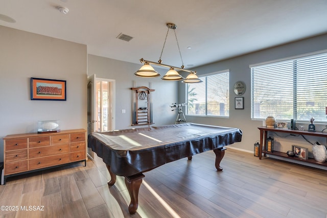 playroom featuring hardwood / wood-style floors and billiards