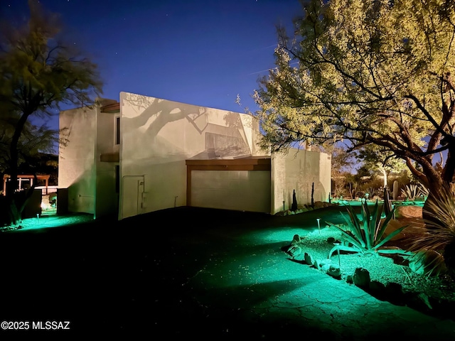 exterior space with a garage