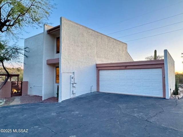 exterior space featuring a garage