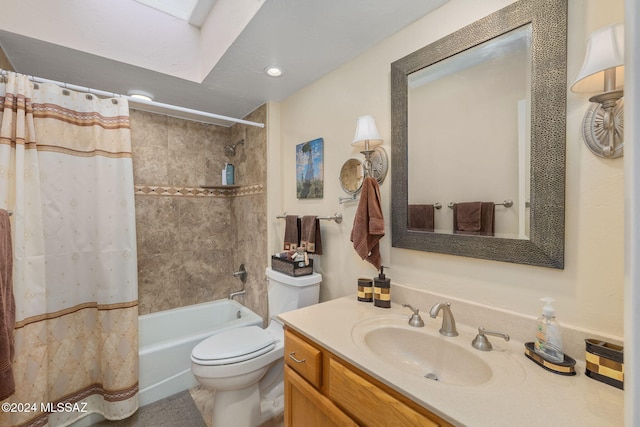 full bathroom featuring vanity, toilet, and shower / tub combo