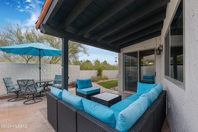 view of patio / terrace with an outdoor hangout area