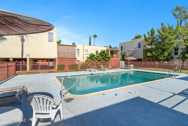 view of pool featuring a patio area