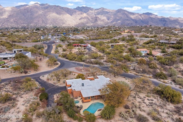 drone / aerial view with a mountain view