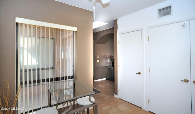 dining space with light tile patterned floors