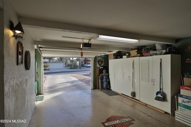 garage with a garage door opener