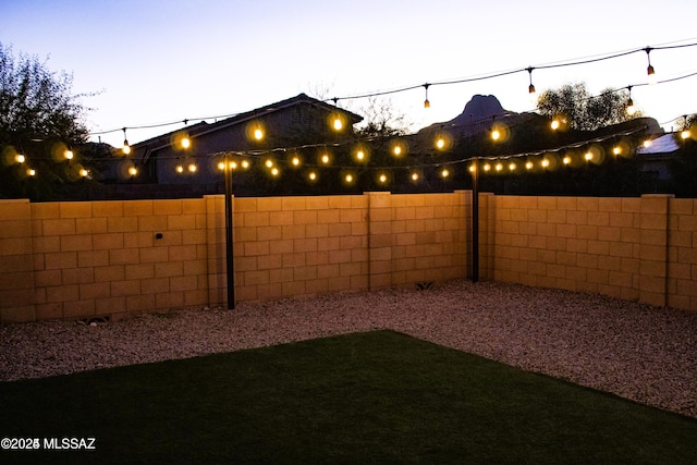 view of yard at dusk